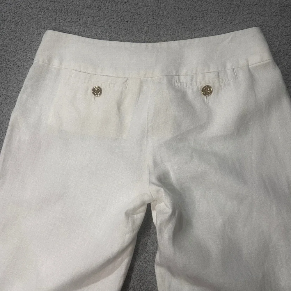 Michael Kors Linen Wide Leg Pants 4 White Coastal Old Money Quiet Luxury